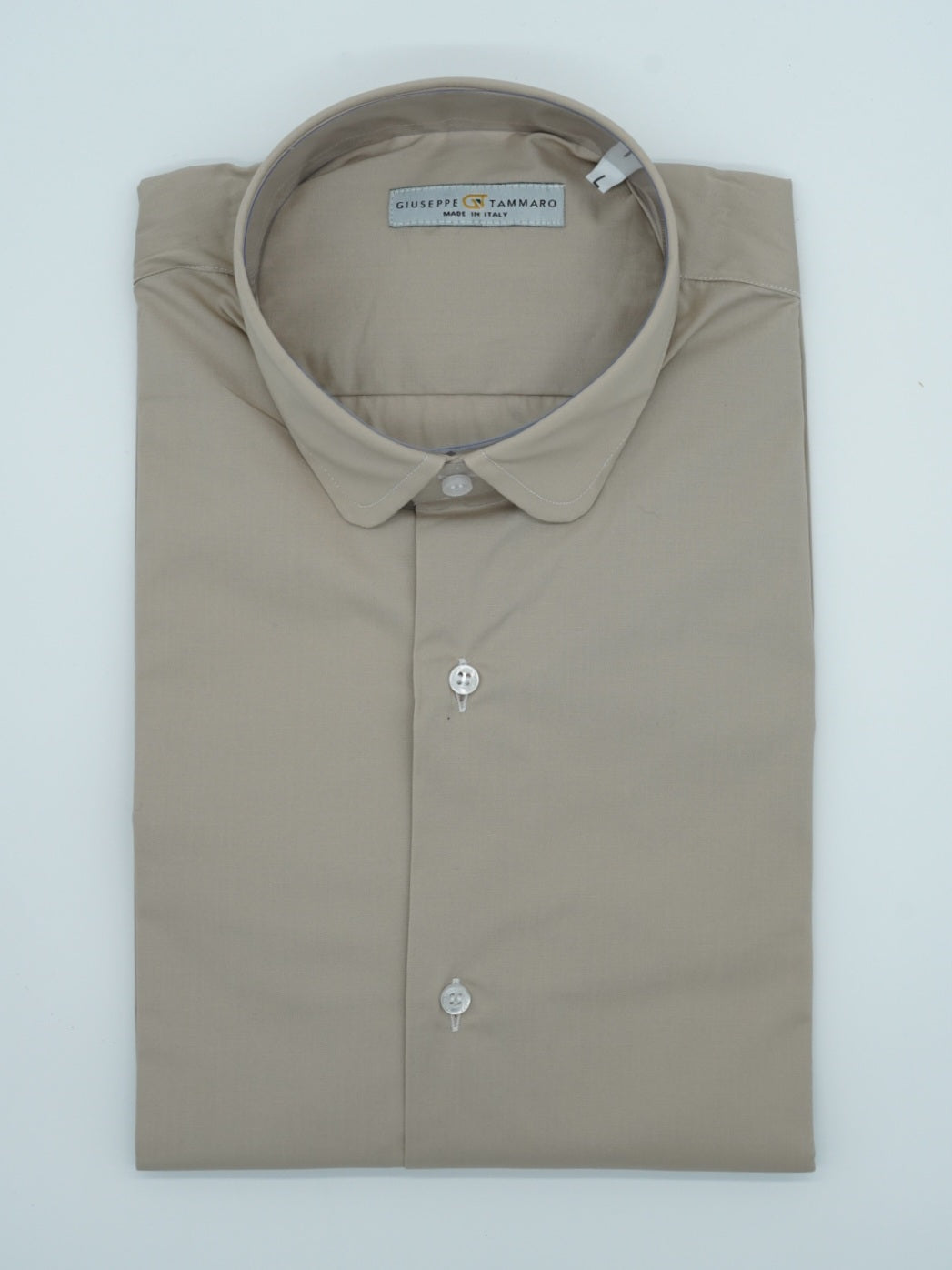 Camicia collo club beige