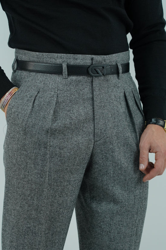 Gurkha grigio chiaro spigato con passanti