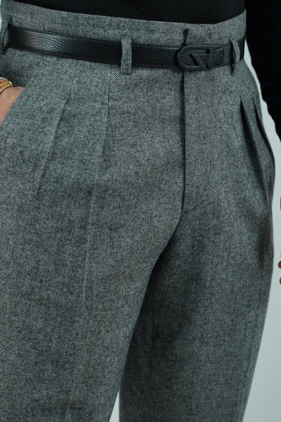 Gurkha grigio chiaro spigato con passanti