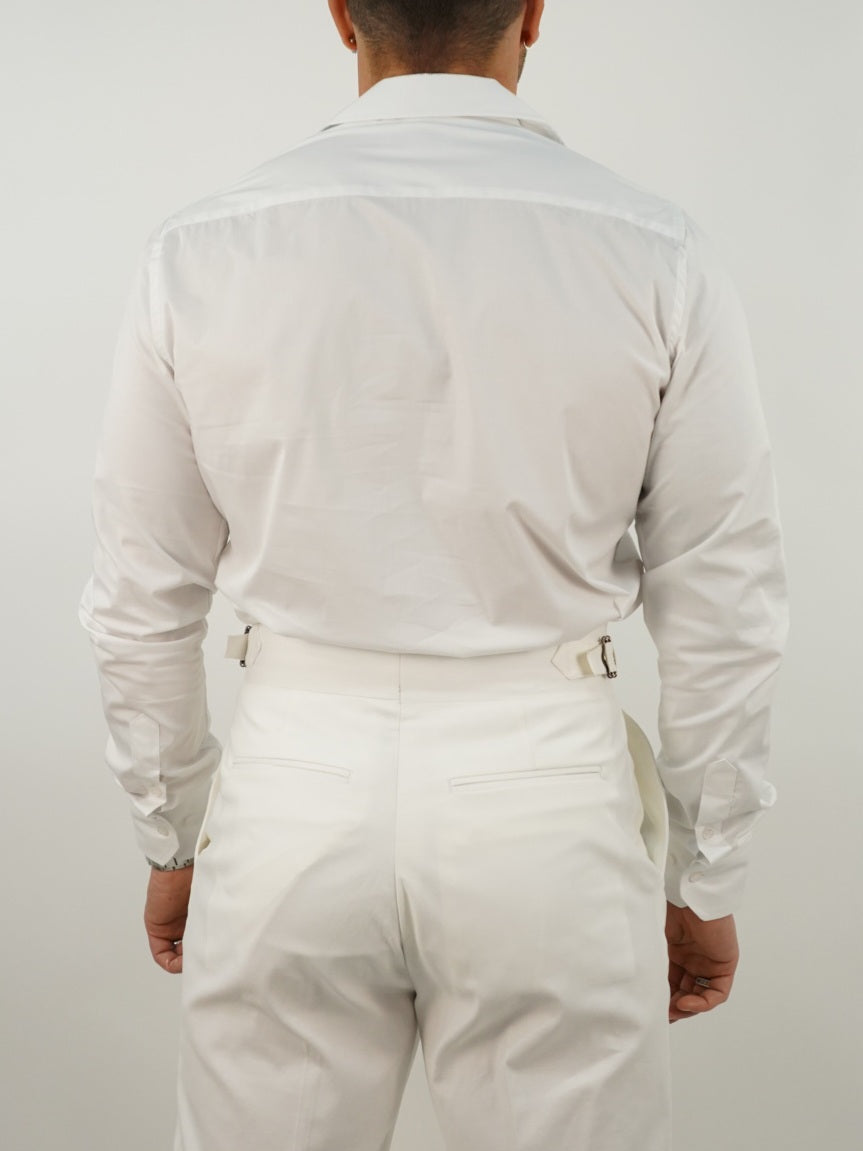 Camicia collo cubano con tasche bianca