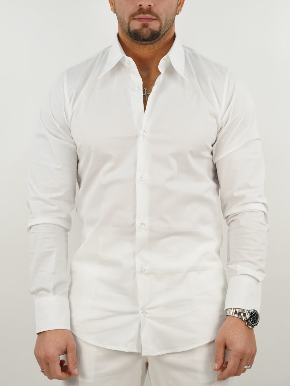 Camicia collo a vela bianca