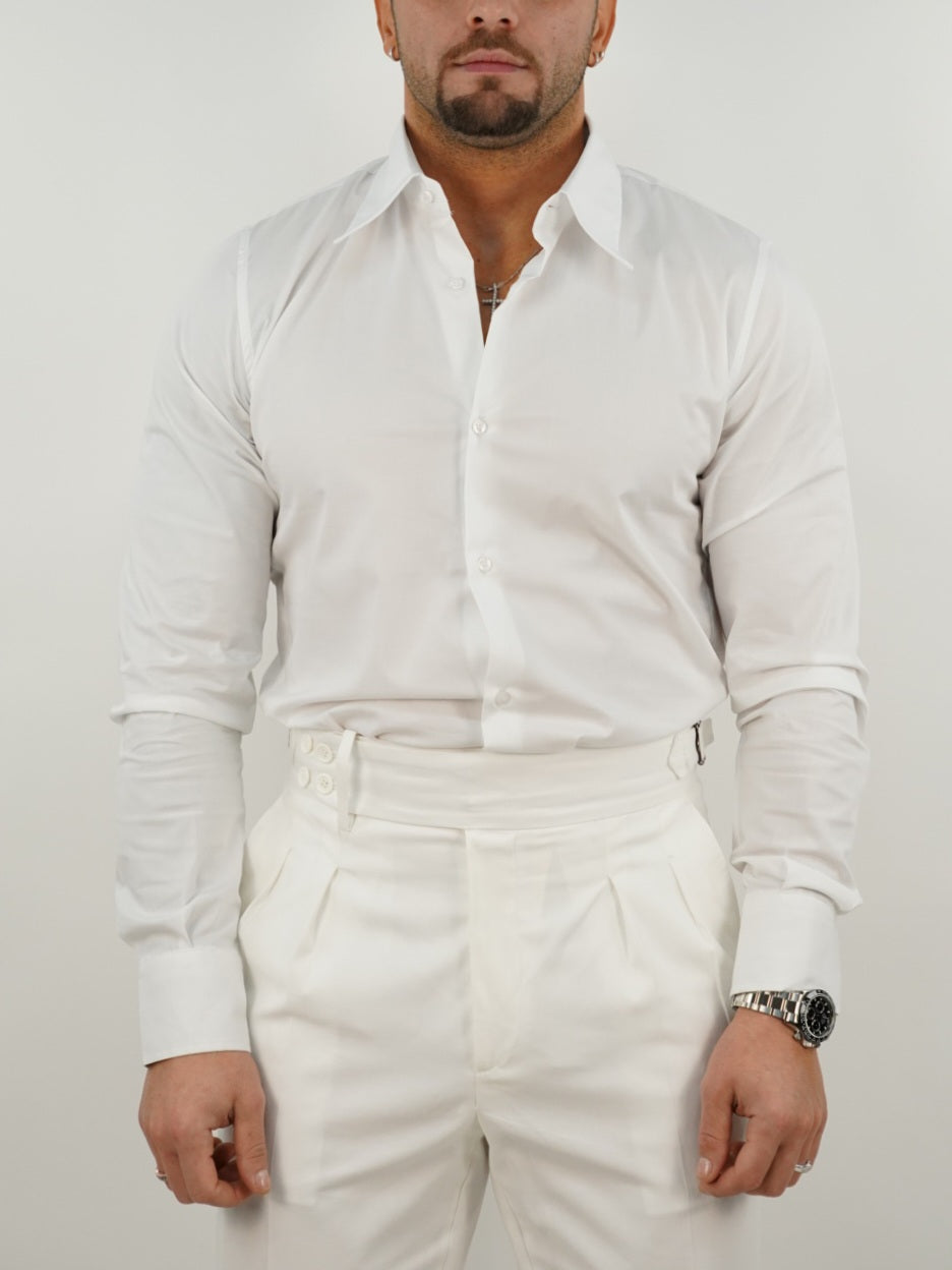 Camicia collo a vela bianca