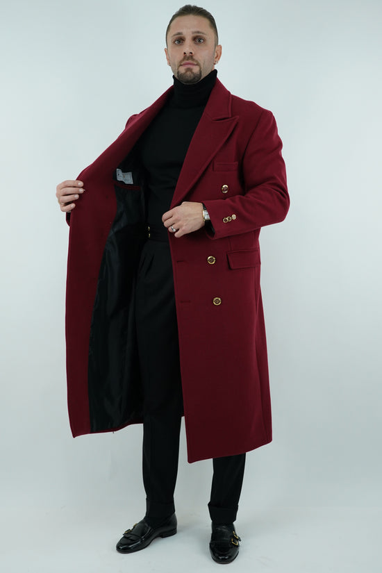 Cappotto Raglan Diagonale Rubino con bottoni oro