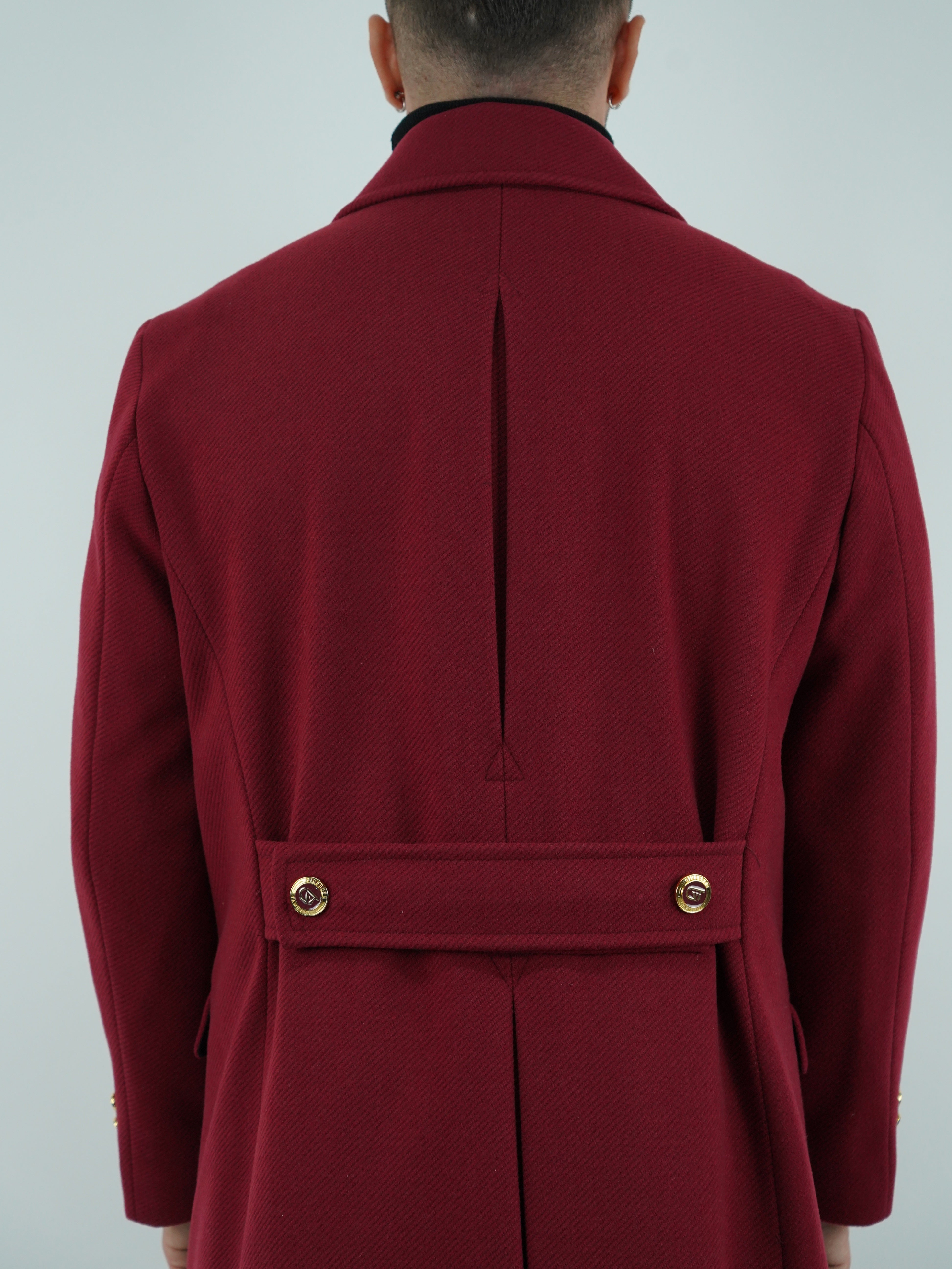 Cappotto Raglan Diagonale Rubino con bottoni oro