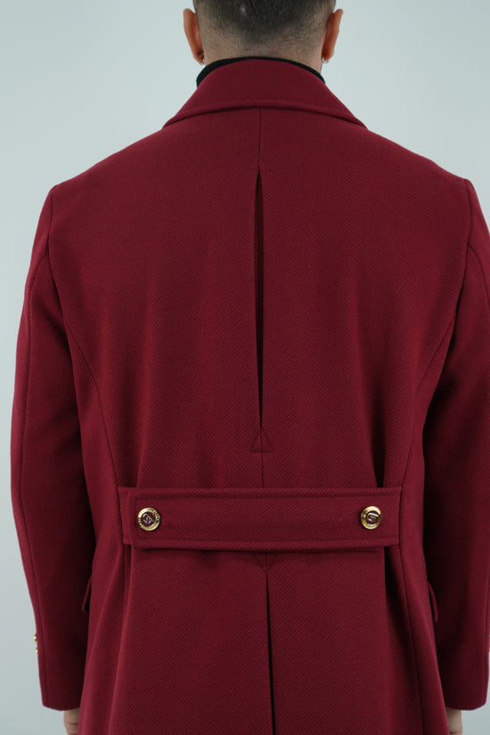 Cappotto Raglan Diagonale Rubino con bottoni oro