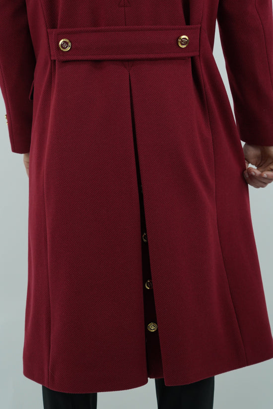 Cappotto Raglan Diagonale Rubino con bottoni oro