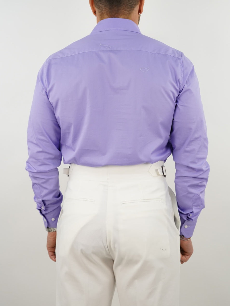 Camicia collo a vela lilla con tasche