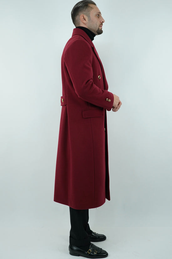 Cappotto Raglan Diagonale Rubino con bottoni oro