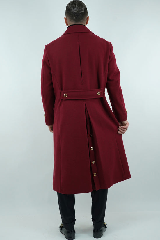 Cappotto Raglan Diagonale Rubino con bottoni oro