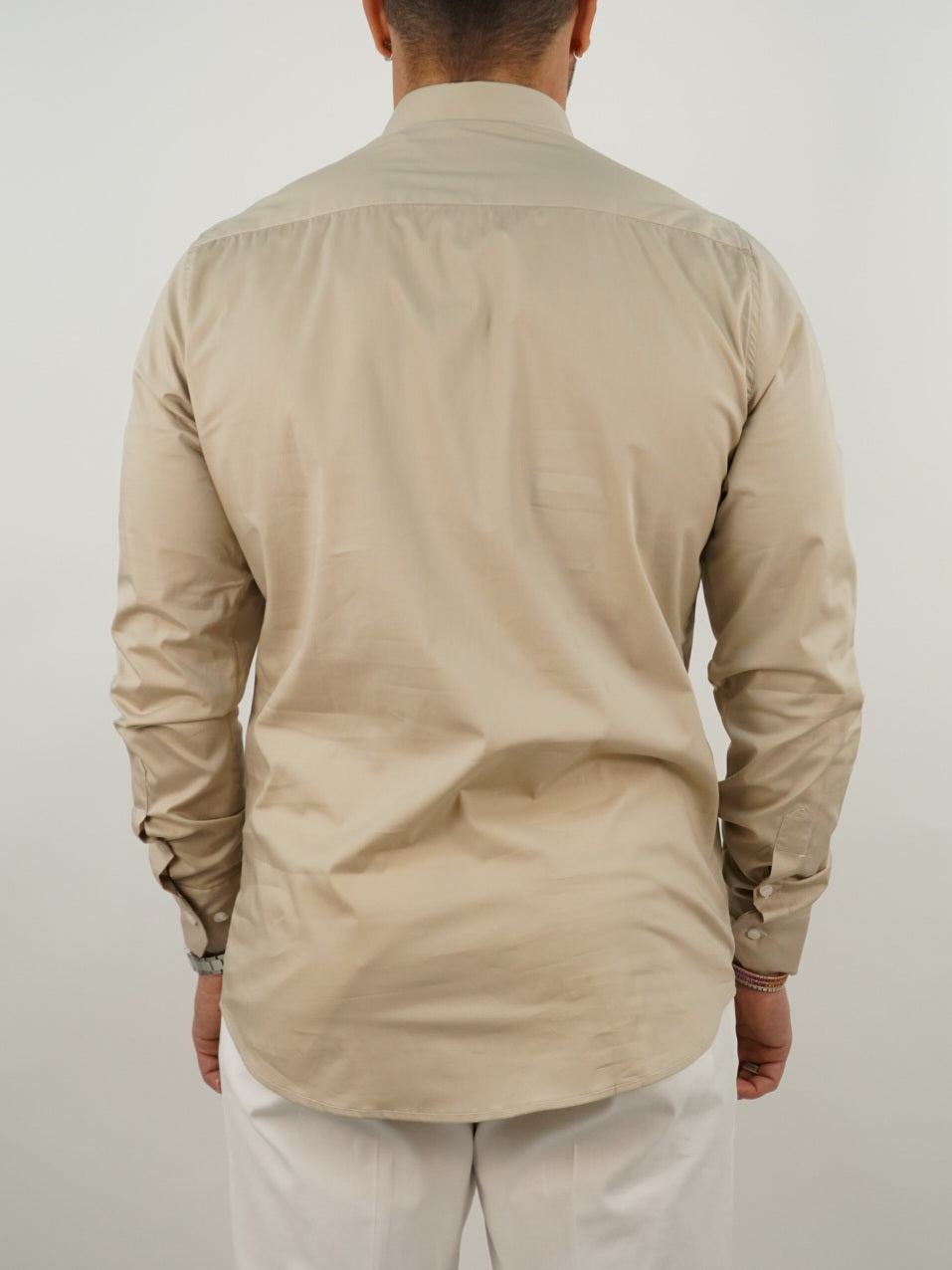 Camicia collo club beige