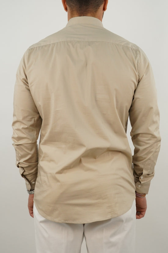 Camicia collo club beige
