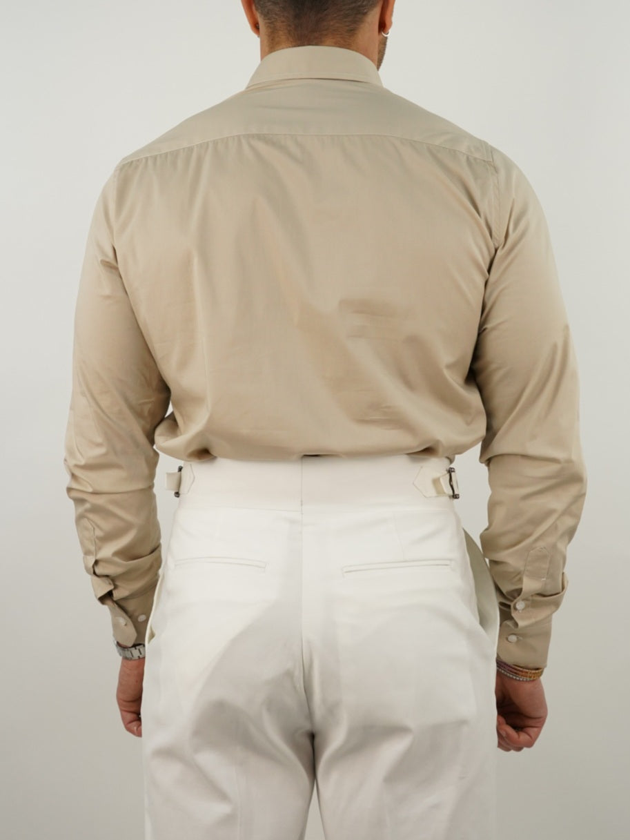 Camicia collo club beige