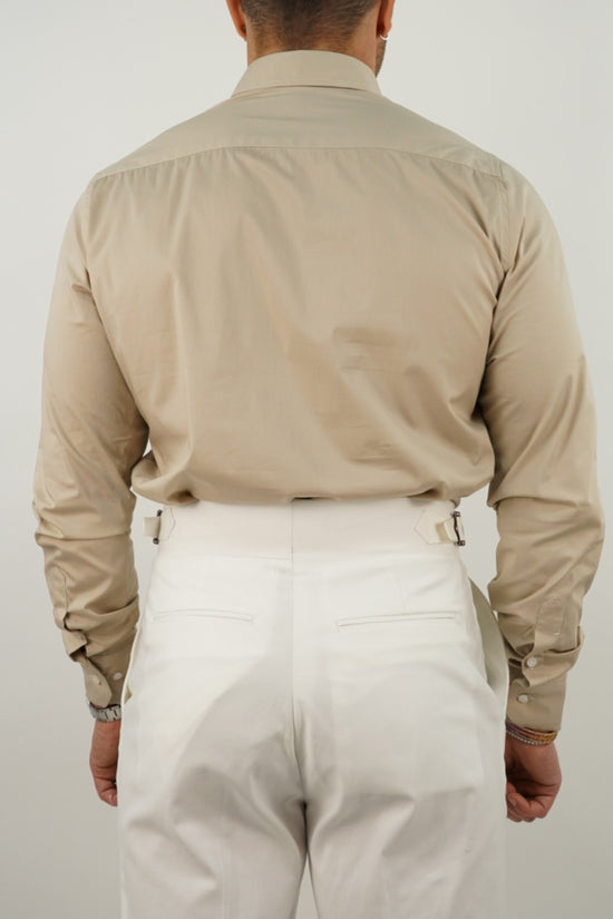 Camicia collo club beige