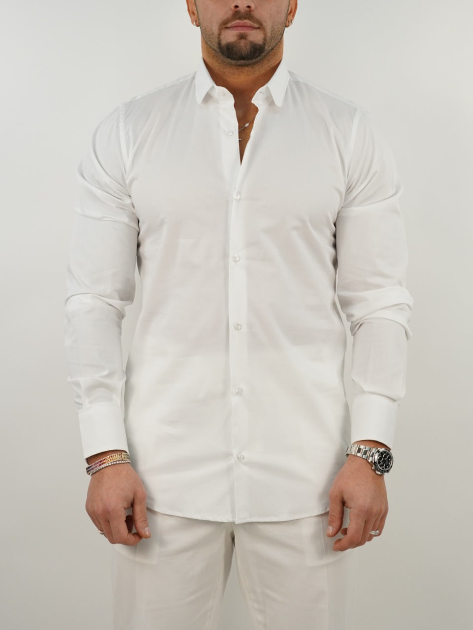 Camicia collo club bianca