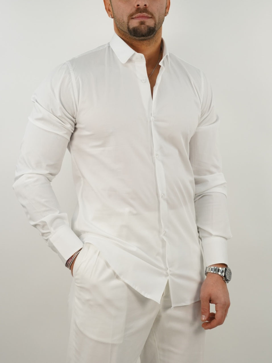 Camicia collo club bianca