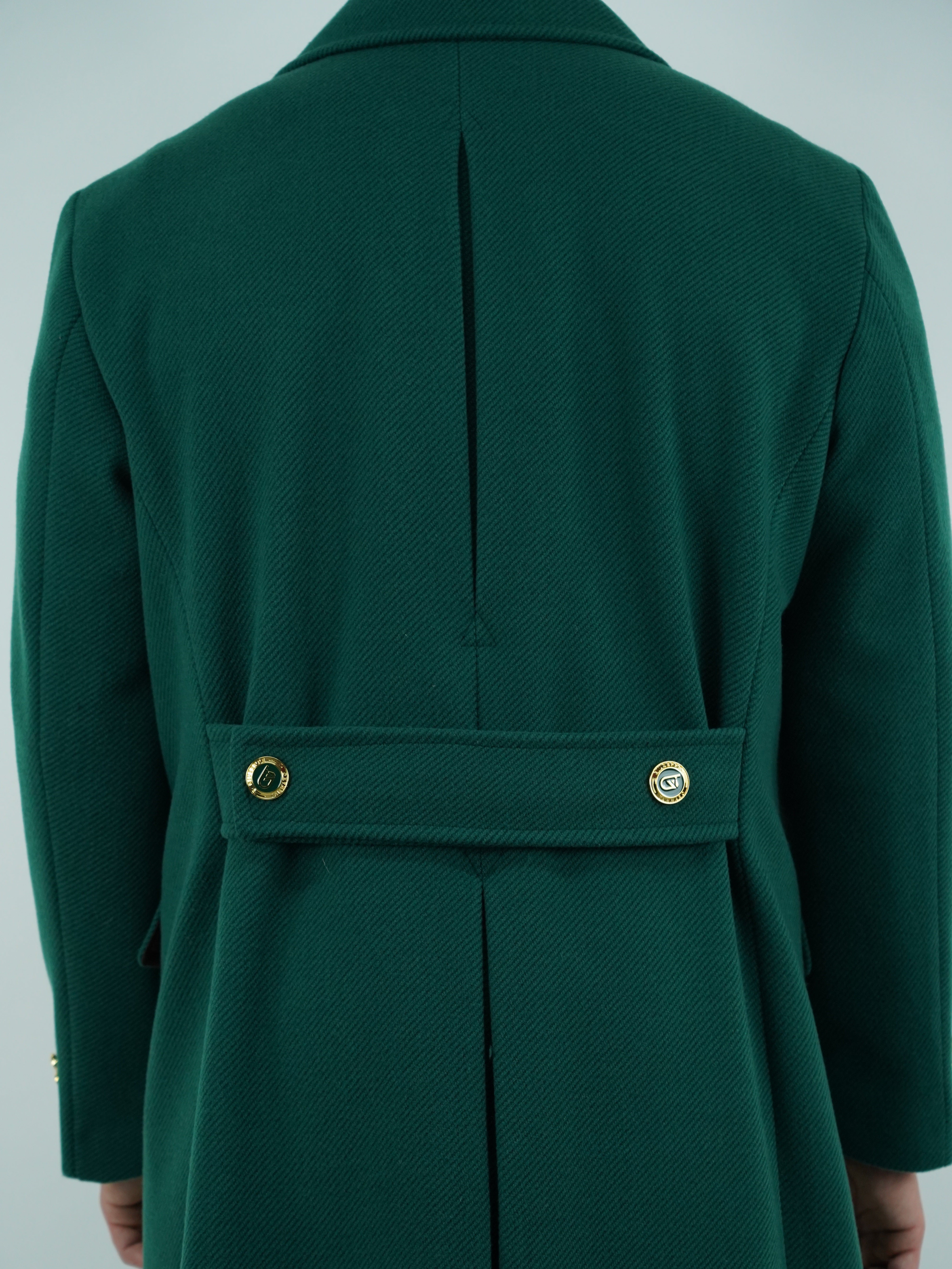 Cappotto Raglan Diagonale Smeraldo con bottoni oro