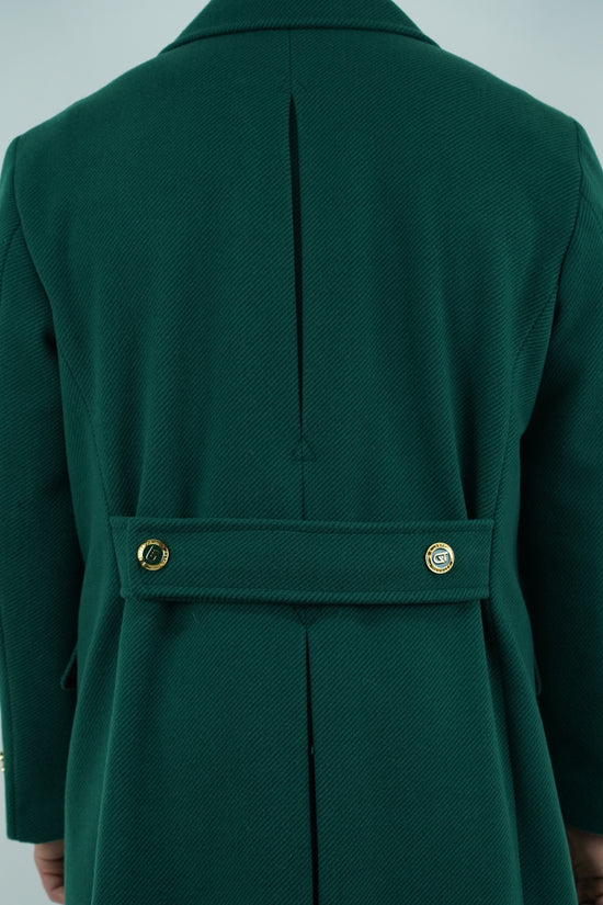Cappotto Raglan Diagonale Smeraldo con bottoni oro