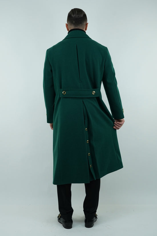 Cappotto Raglan Diagonale Smeraldo con bottoni oro