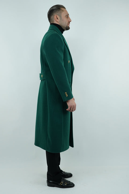 Cappotto Raglan Diagonale Smeraldo con bottoni oro