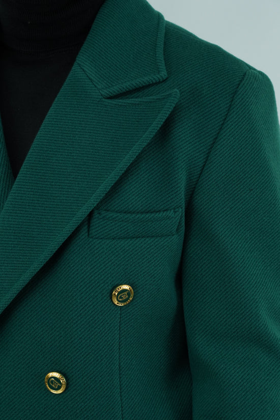 Cappotto Raglan Diagonale Smeraldo con bottoni oro
