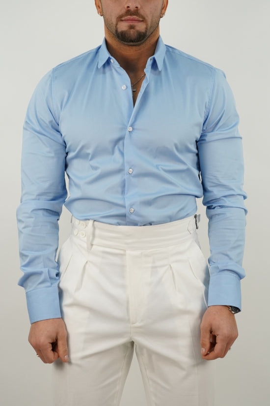 Camicia collo club azzurra