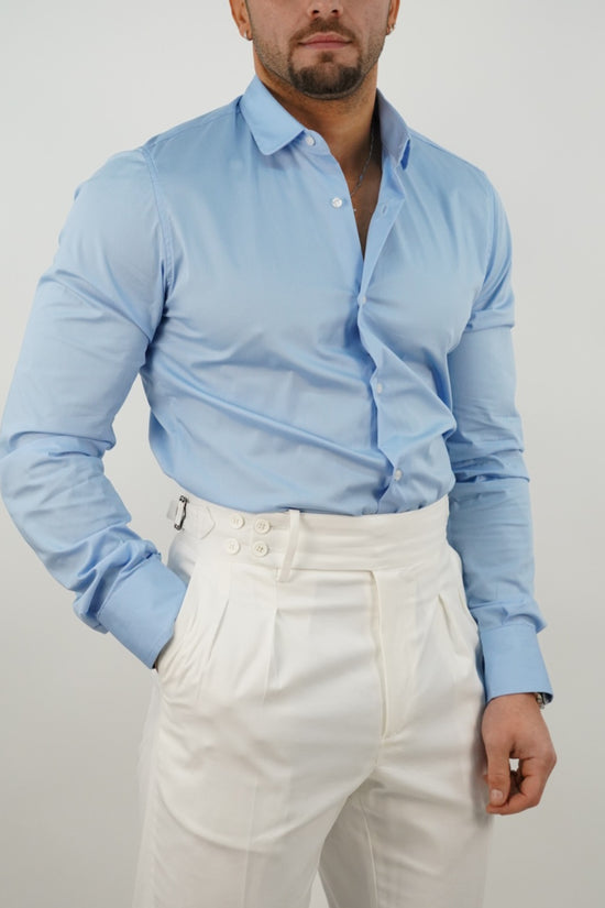 Camicia collo club azzurra