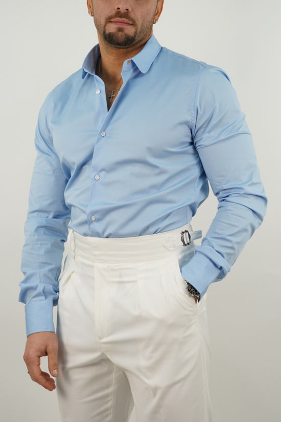 Camicia collo club azzurra