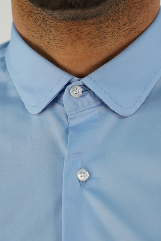 Camicia collo club azzurra