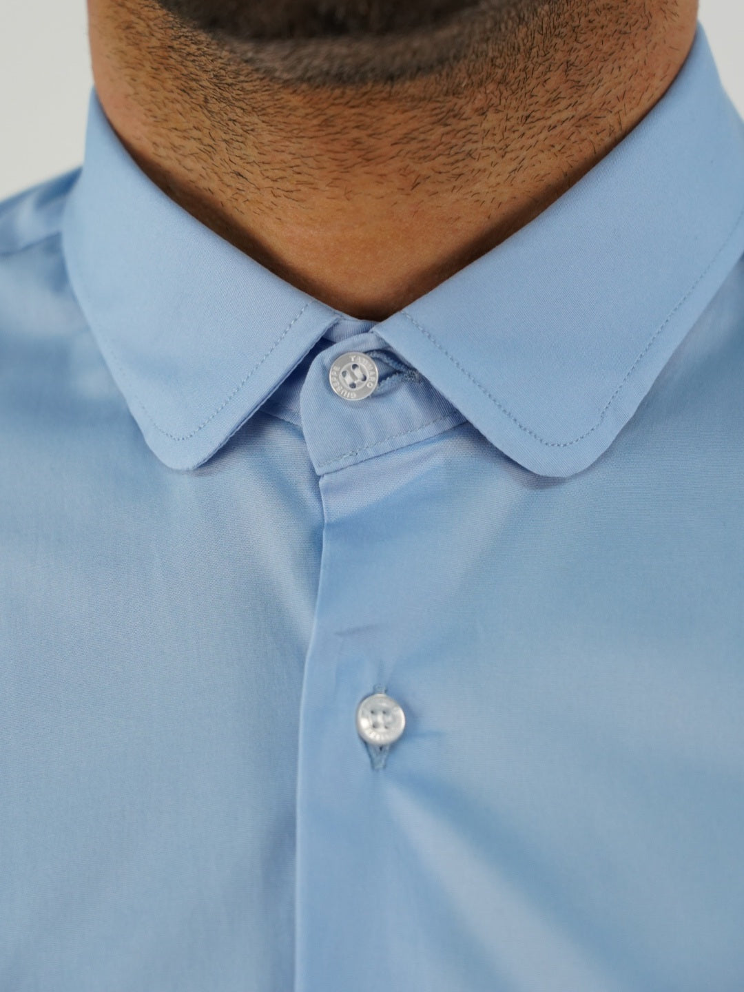 Camicia collo club azzurra
