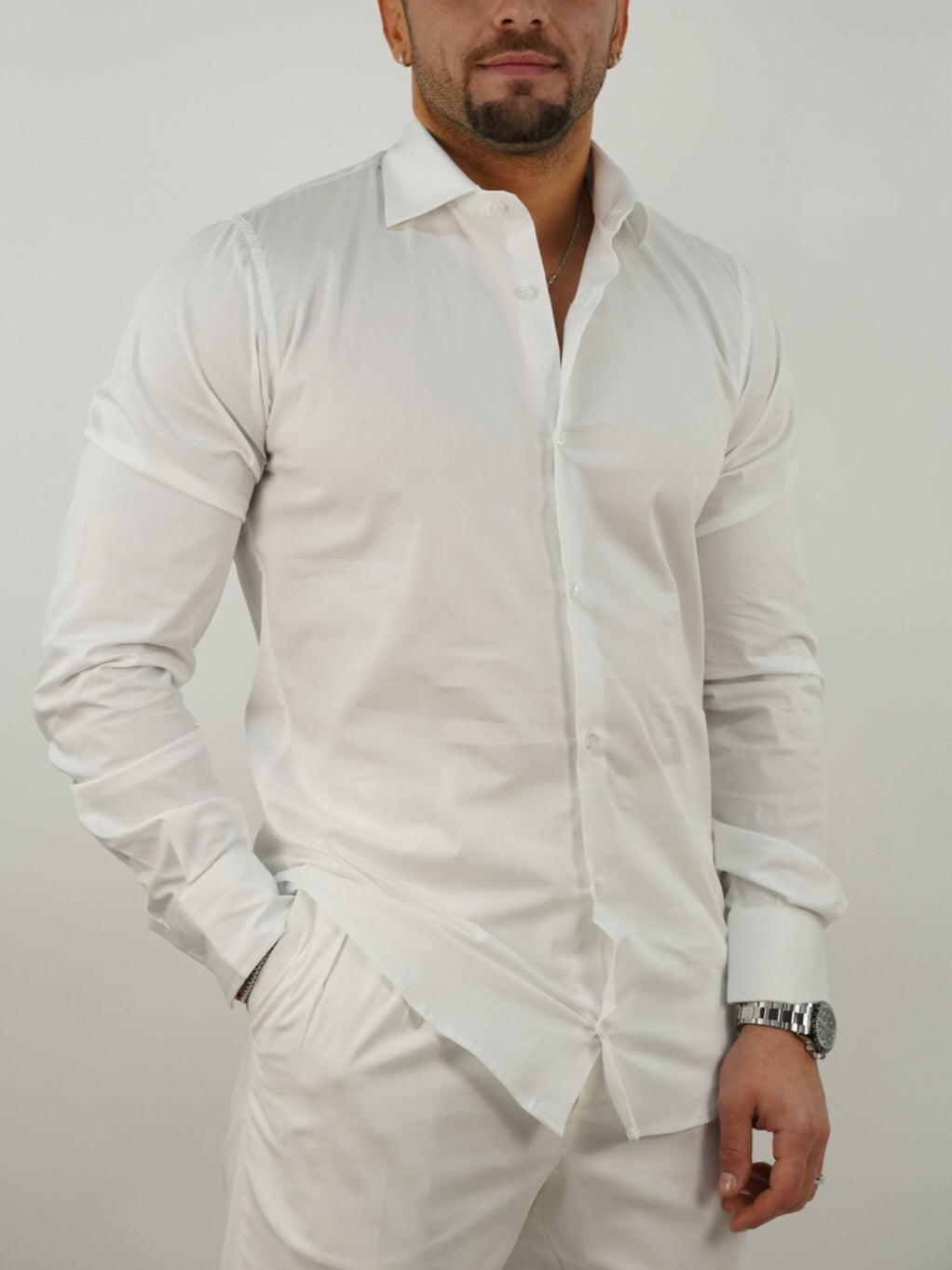 Camicia collo francese bianca