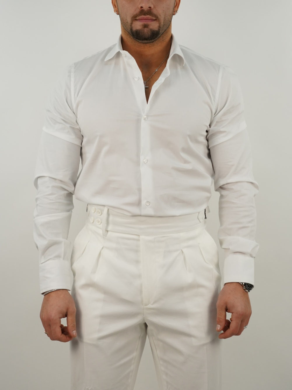 Camicia collo francese bianca