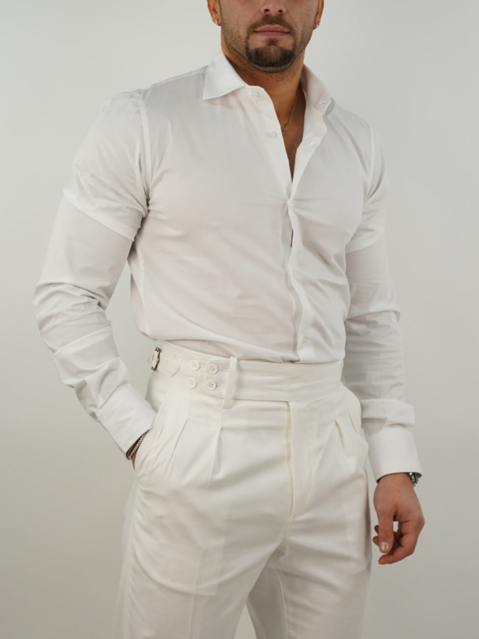 Camicia collo francese bianca