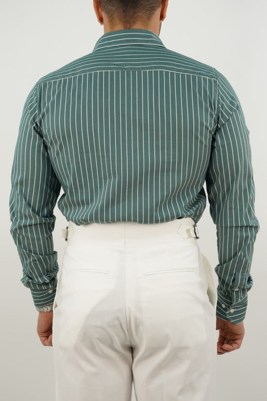 Camicia collo francese righe verde