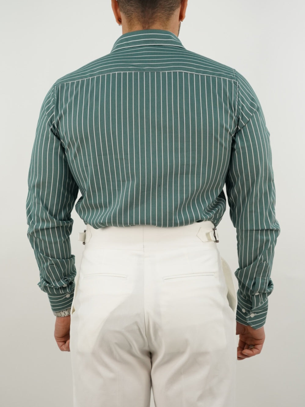 Camicia collo francese righe verde