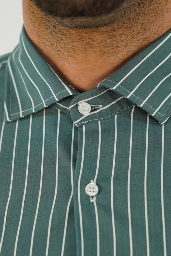 Camicia collo francese righe verde