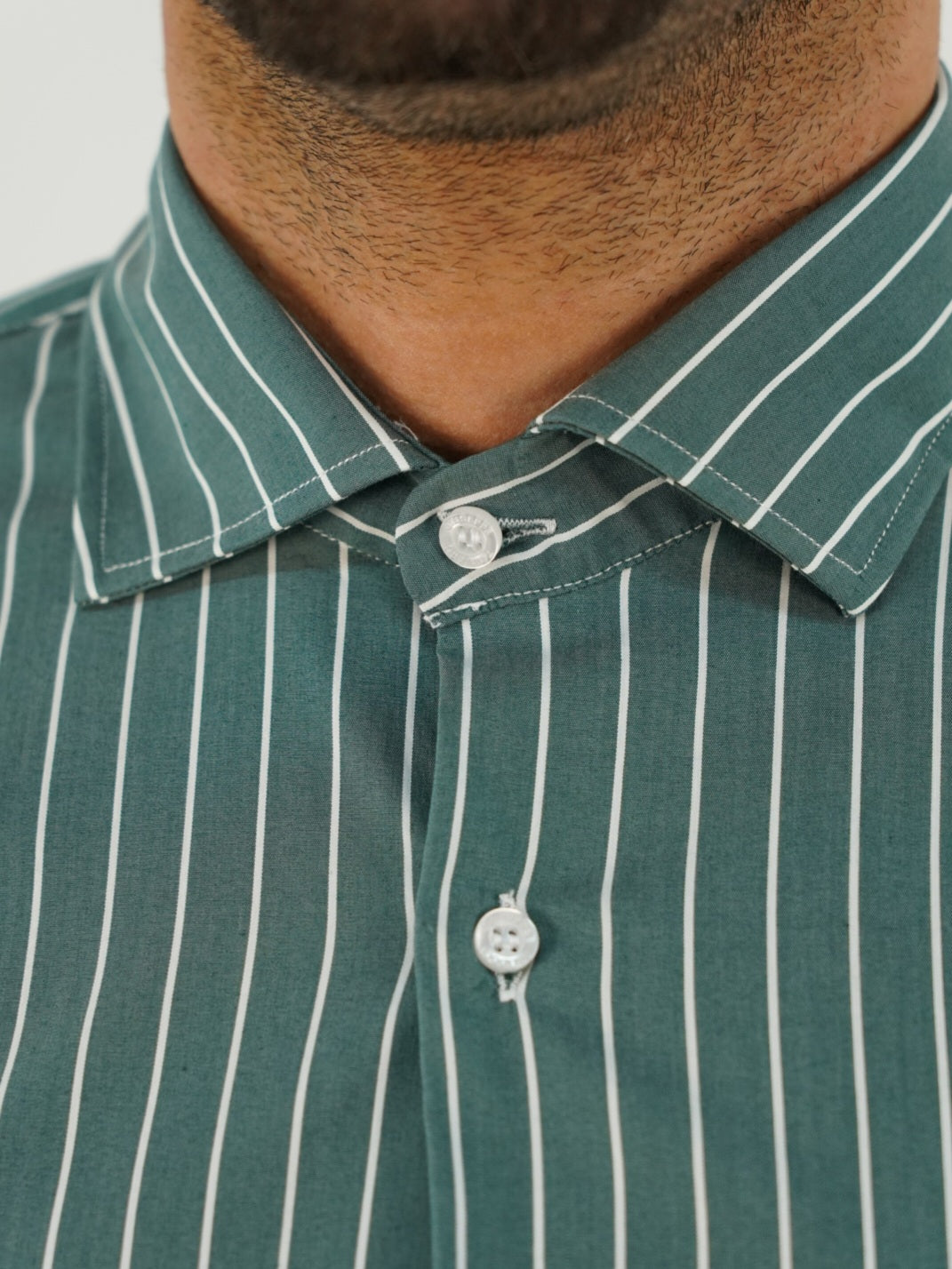 Camicia collo francese righe verde
