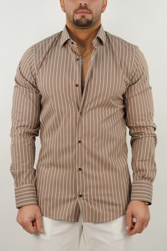 Camicia collo francese righe biscotto
