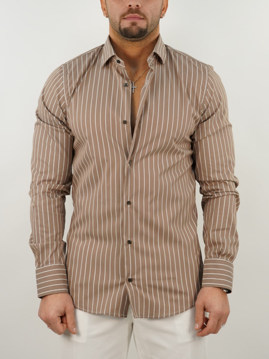 Camicia collo francese righe biscotto