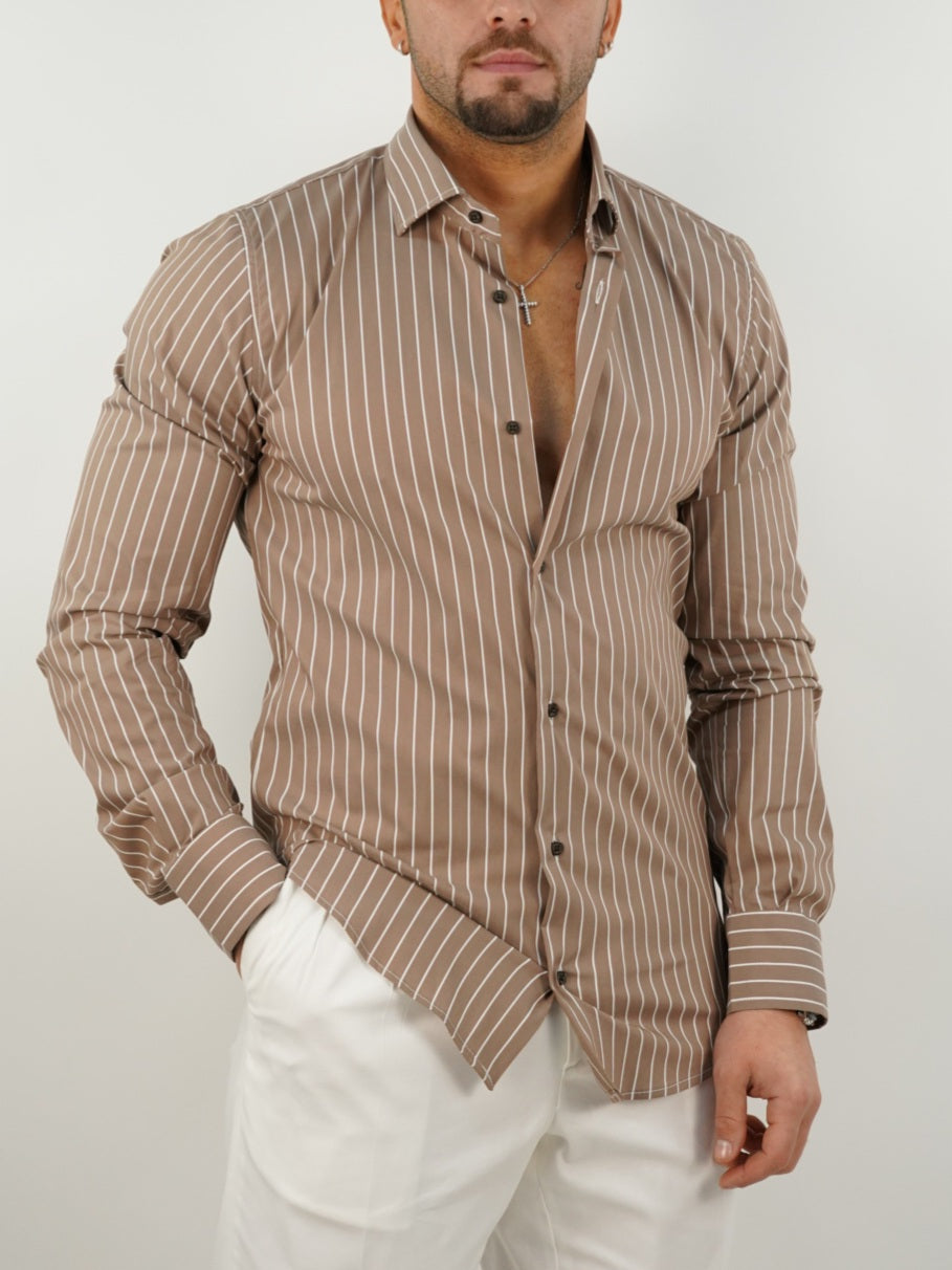 Camicia collo francese righe biscotto