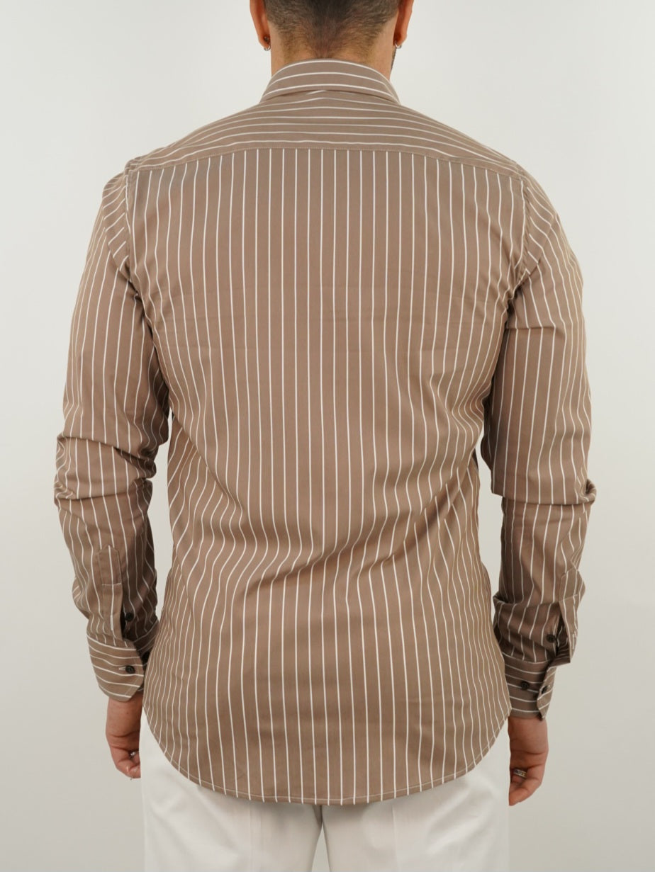 Camicia collo francese righe biscotto