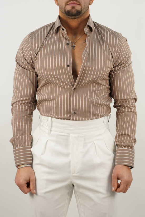 Camicia collo francese righe biscotto