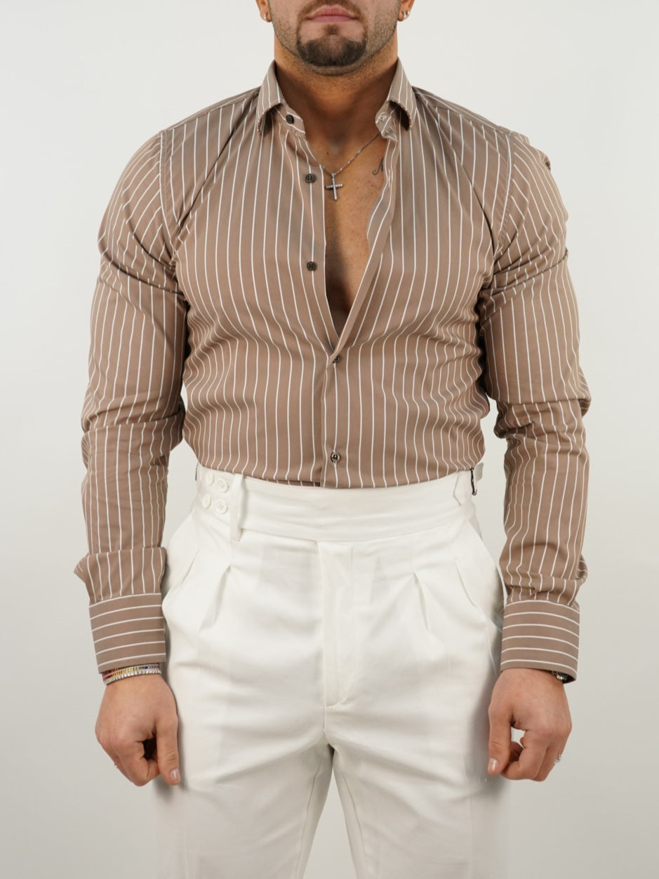 Camicia collo francese righe biscotto