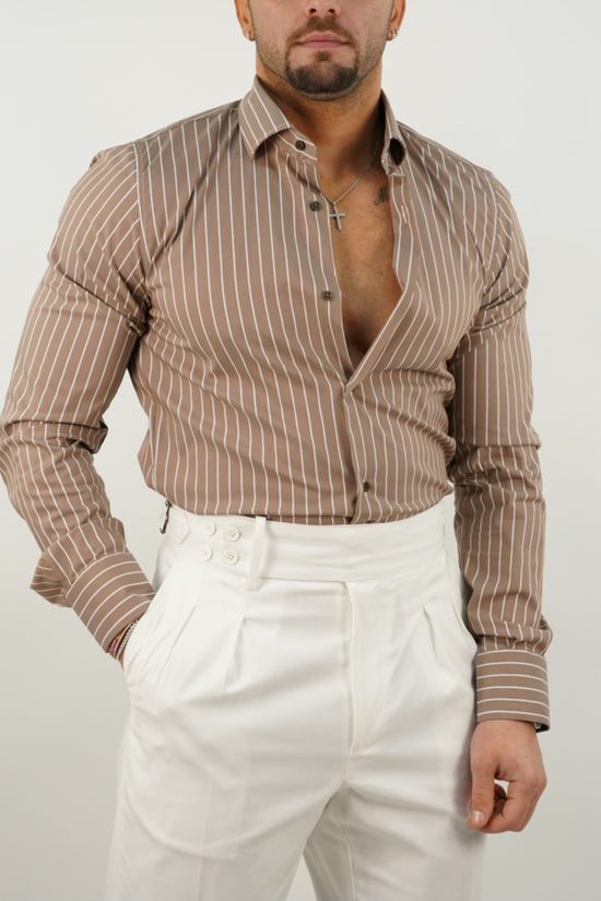 Camicia collo francese righe biscotto