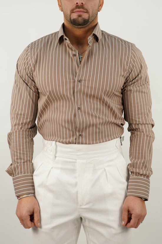 Camicia collo francese righe biscotto