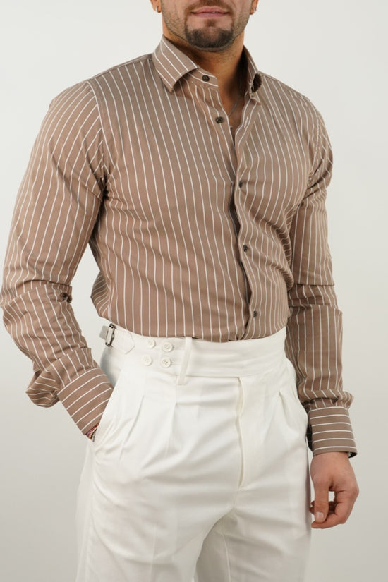 Camicia collo francese righe biscotto