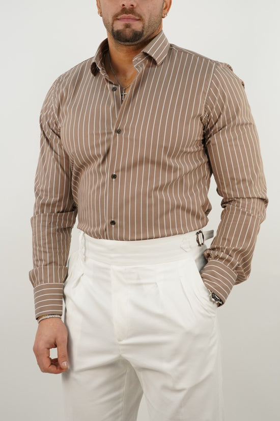 Camicia collo francese righe biscotto