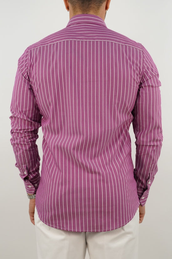 Camicia collo francese righe rosa