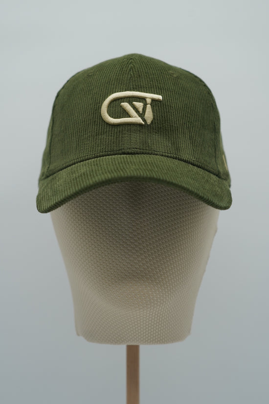 Cappello da baseball GT in velluto a coste verde oliva
