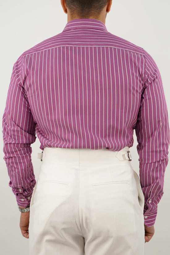 Camicia collo francese righe rosa