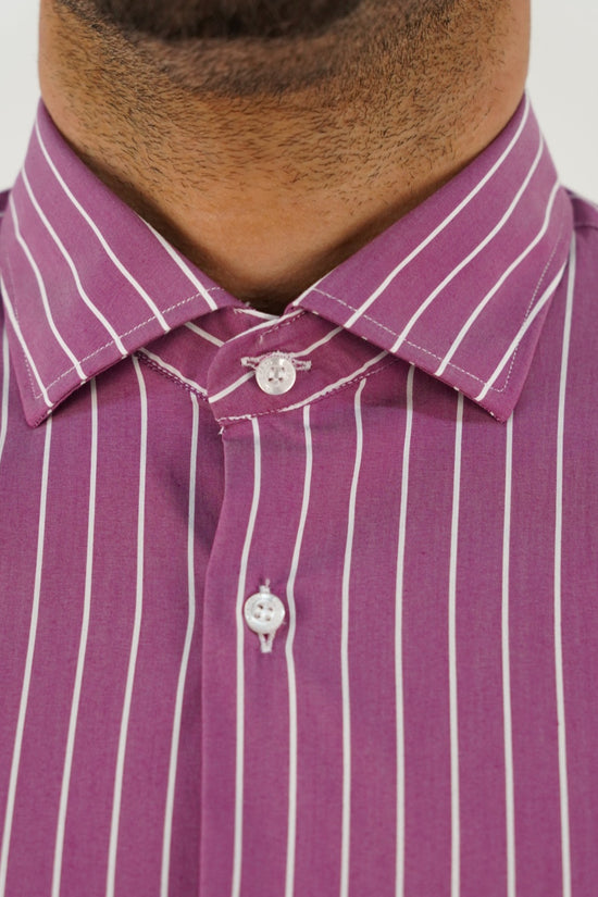 Camicia collo francese righe rosa